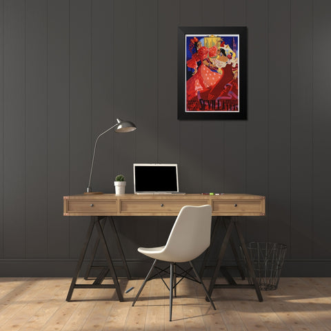 Sevilla  Black Modern Wood Framed Art Print by Vintage Apple Collection