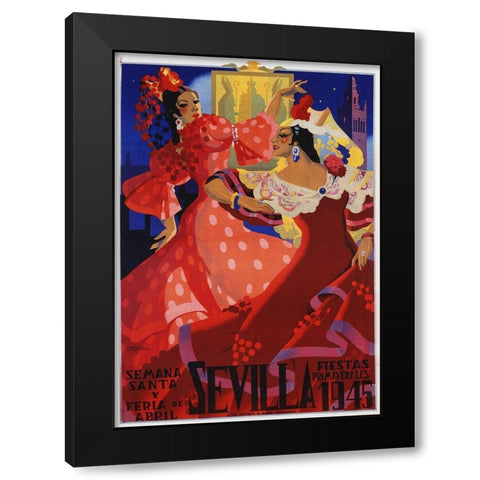 Sevilla  Black Modern Wood Framed Art Print by Vintage Apple Collection