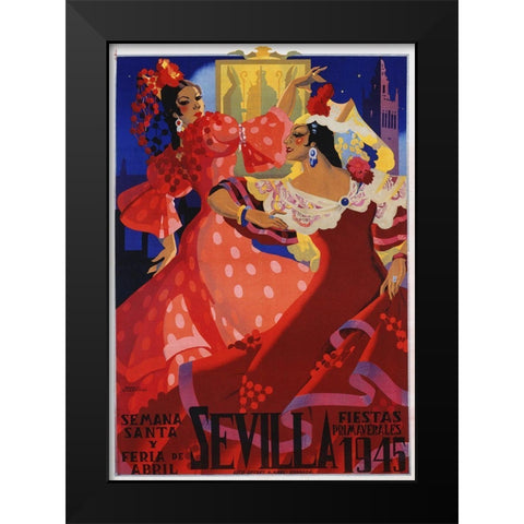 Sevilla  Black Modern Wood Framed Art Print by Vintage Apple Collection