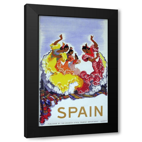Spain Ladies Black Modern Wood Framed Art Print by Vintage Apple Collection