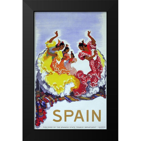 Spain Ladies Black Modern Wood Framed Art Print by Vintage Apple Collection