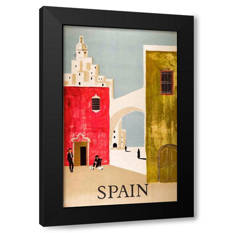 Vintage Travel to Spain Black Modern Wood Framed Art Print by Vintage Apple Collection