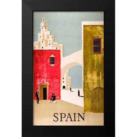 Vintage Travel to Spain Black Modern Wood Framed Art Print by Vintage Apple Collection