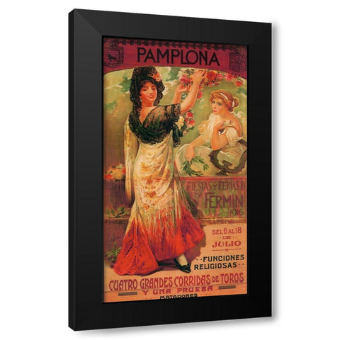 Pamplona I Black Modern Wood Framed Art Print by Vintage Apple Collection