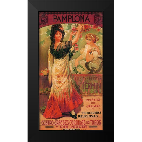 Pamplona I Black Modern Wood Framed Art Print by Vintage Apple Collection