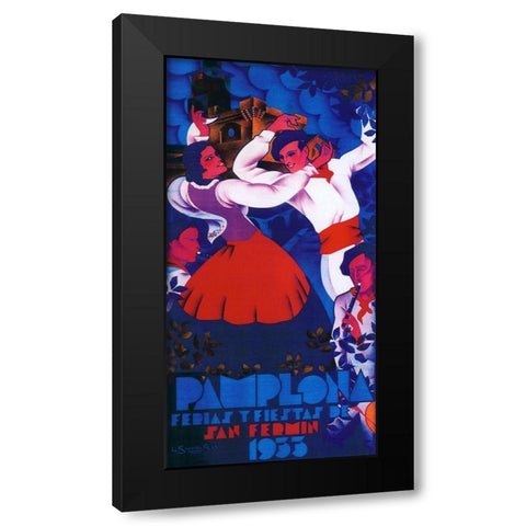 Pamplona II Black Modern Wood Framed Art Print with Double Matting by Vintage Apple Collection