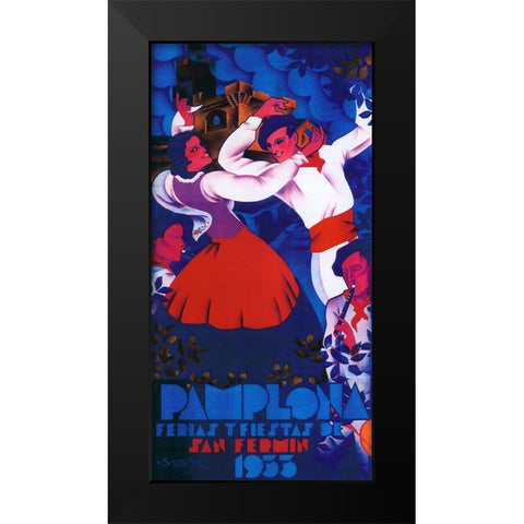 Pamplona II Black Modern Wood Framed Art Print by Vintage Apple Collection