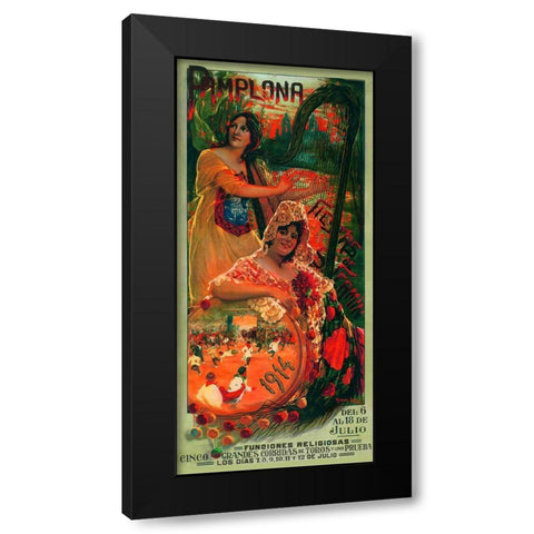 Pamplona IV Black Modern Wood Framed Art Print by Vintage Apple Collection