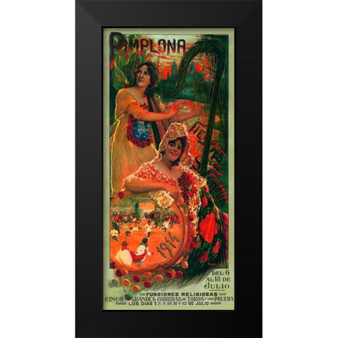 Pamplona IV Black Modern Wood Framed Art Print by Vintage Apple Collection