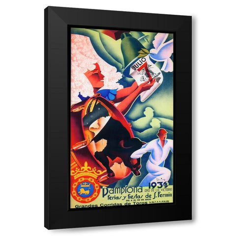 Pamplona VII Black Modern Wood Framed Art Print with Double Matting by Vintage Apple Collection