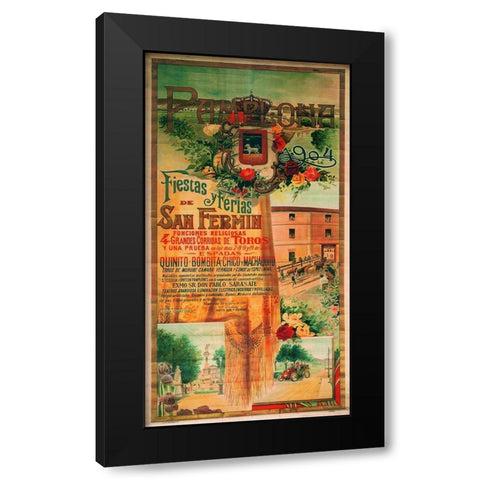 Pamplona IX Black Modern Wood Framed Art Print by Vintage Apple Collection