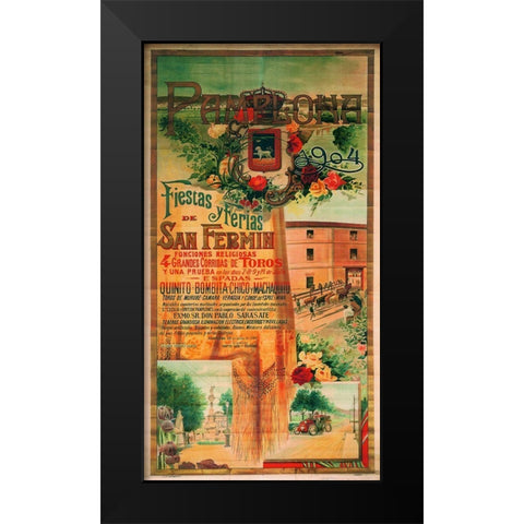 Pamplona IX Black Modern Wood Framed Art Print by Vintage Apple Collection