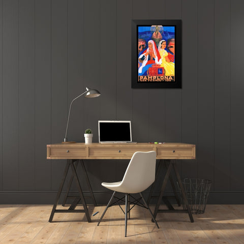 Pamplona XII Black Modern Wood Framed Art Print by Vintage Apple Collection