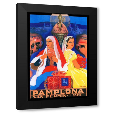 Pamplona XII Black Modern Wood Framed Art Print by Vintage Apple Collection