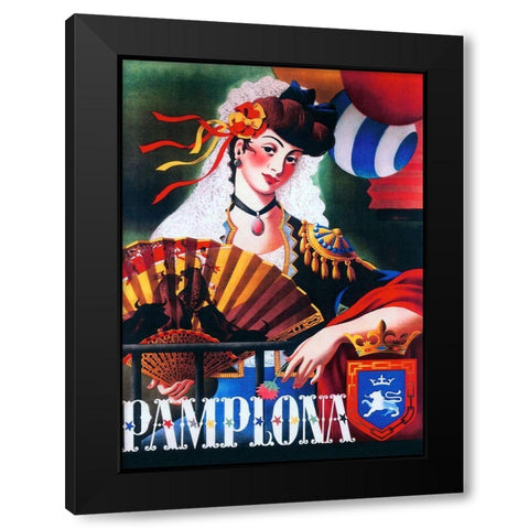 Pamplona XIII Black Modern Wood Framed Art Print with Double Matting by Vintage Apple Collection