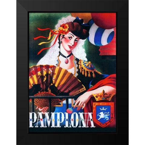 Pamplona XIII Black Modern Wood Framed Art Print by Vintage Apple Collection