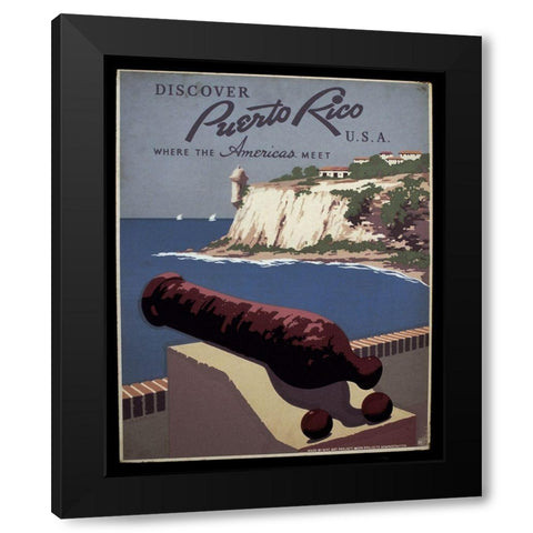 Puerto Rico Black Modern Wood Framed Art Print by Vintage Apple Collection