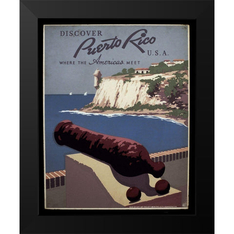 Puerto Rico Black Modern Wood Framed Art Print by Vintage Apple Collection