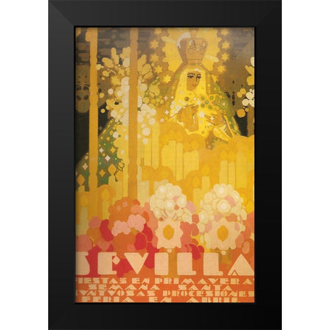Sevilla Amarillo Black Modern Wood Framed Art Print by Vintage Apple Collection