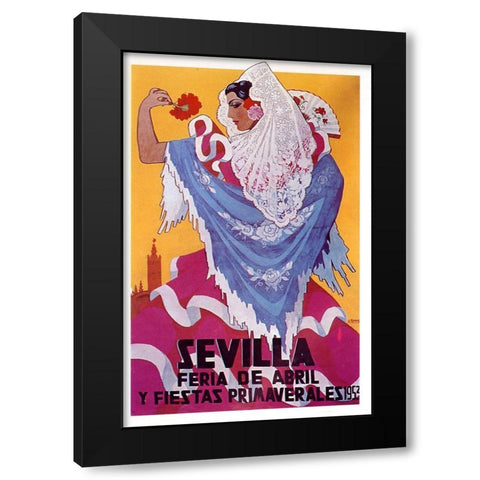 Sevilla April Black Modern Wood Framed Art Print by Vintage Apple Collection