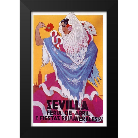 Sevilla April Black Modern Wood Framed Art Print by Vintage Apple Collection