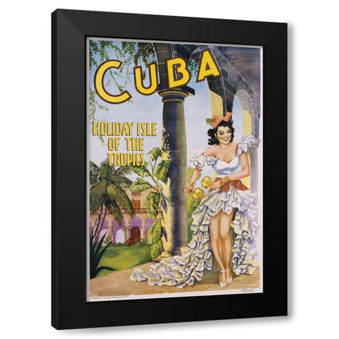 Cuba Black Modern Wood Framed Art Print by Vintage Apple Collection