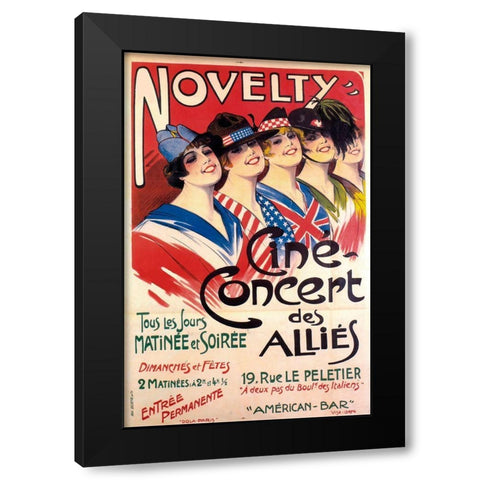 allies concert Black Modern Wood Framed Art Print with Double Matting by Vintage Apple Collection
