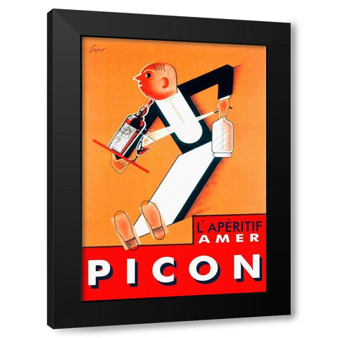 Amer Picon Black Modern Wood Framed Art Print by Vintage Apple Collection