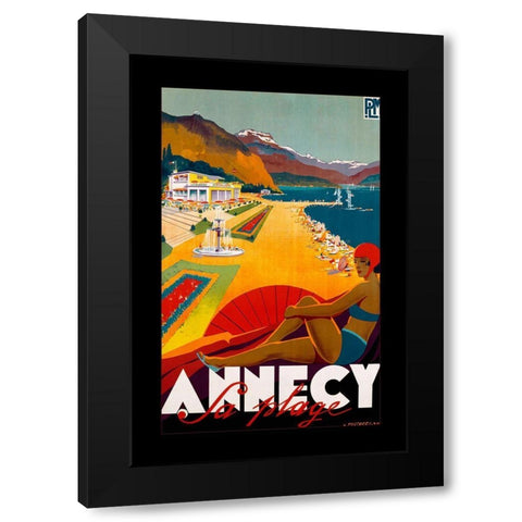 Annecy Black Modern Wood Framed Art Print with Double Matting by Vintage Apple Collection