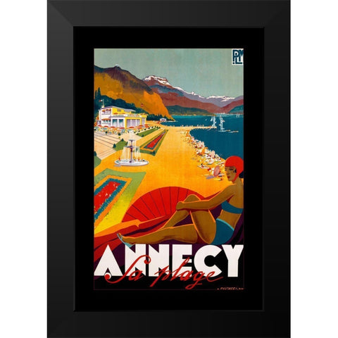 Annecy Black Modern Wood Framed Art Print by Vintage Apple Collection