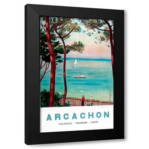 Arachon France Black Modern Wood Framed Art Print with Double Matting by Vintage Apple Collection