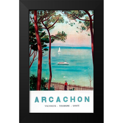 Arachon France Black Modern Wood Framed Art Print by Vintage Apple Collection