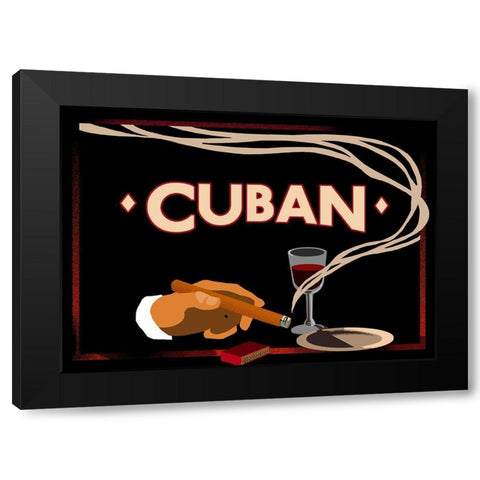 cuban Black Modern Wood Framed Art Print with Double Matting by Vintage Apple Collection