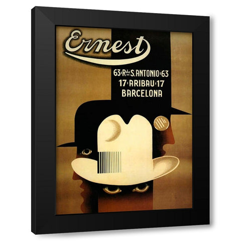 ernest Black Modern Wood Framed Art Print with Double Matting by Vintage Apple Collection