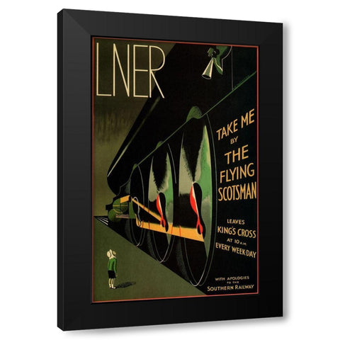 flying scotsman Black Modern Wood Framed Art Print with Double Matting by Vintage Apple Collection