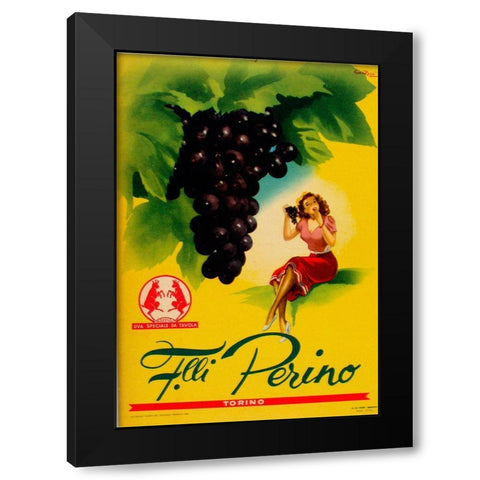 Gianrosa 1955 - Grapes Black Modern Wood Framed Art Print with Double Matting by Vintage Apple Collection