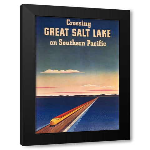 Great Salt Lake Black Modern Wood Framed Art Print by Vintage Apple Collection