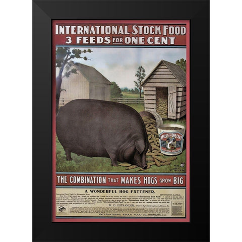 Hog Food Black Modern Wood Framed Art Print by Vintage Apple Collection