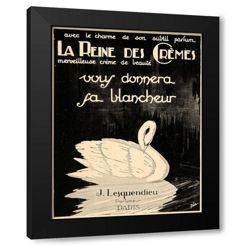 Swan Cremes Black Modern Wood Framed Art Print by Vintage Apple Collection
