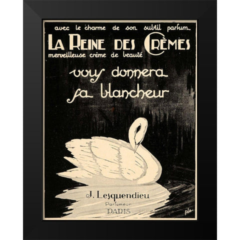 Swan Cremes Black Modern Wood Framed Art Print by Vintage Apple Collection