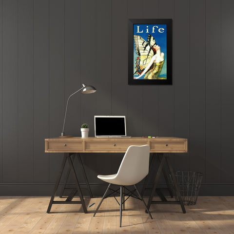 Life Black Modern Wood Framed Art Print by Vintage Apple Collection