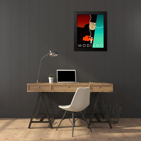 Modiano Cig Black Modern Wood Framed Art Print by Vintage Apple Collection