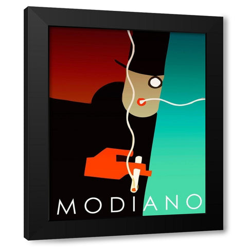 Modiano Cig Black Modern Wood Framed Art Print with Double Matting by Vintage Apple Collection