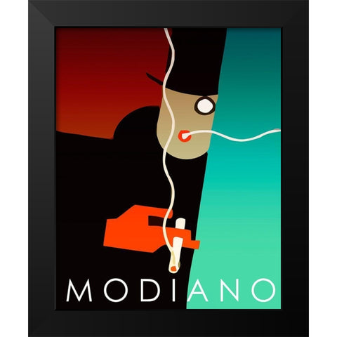Modiano Cig Black Modern Wood Framed Art Print by Vintage Apple Collection