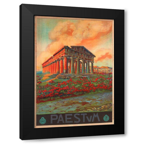 Italy Paestum Black Modern Wood Framed Art Print with Double Matting by Vintage Apple Collection