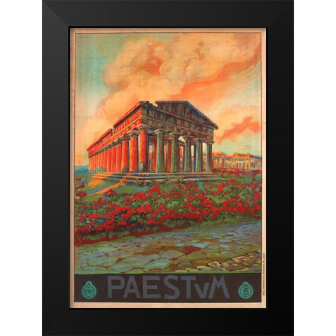 Italy Paestum Black Modern Wood Framed Art Print by Vintage Apple Collection