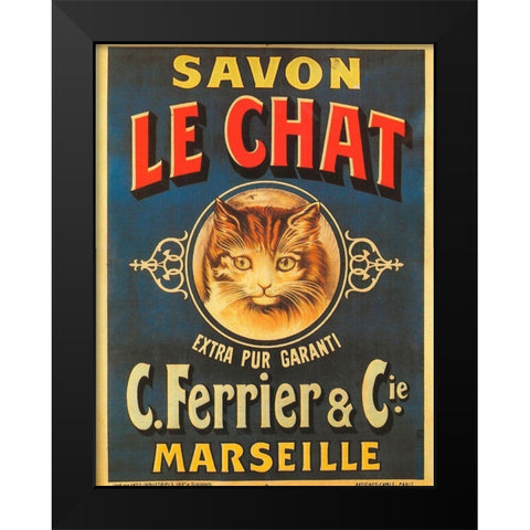 Savon Le Chat Black Modern Wood Framed Art Print by Vintage Apple Collection
