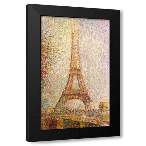 Eiffel Tower by Seurat Black Modern Wood Framed Art Print with Double Matting by Vintage Apple Collection
