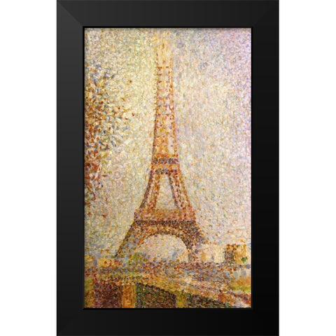 Eiffel Tower by Seurat Black Modern Wood Framed Art Print by Vintage Apple Collection