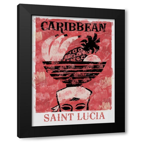 Saint Lucia Black Modern Wood Framed Art Print by Vintage Apple Collection